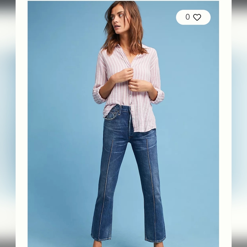Citizens of humanity Gia ankle straight leg size 25 indigo blue pin tuck rigid - Picture 15 of 16
